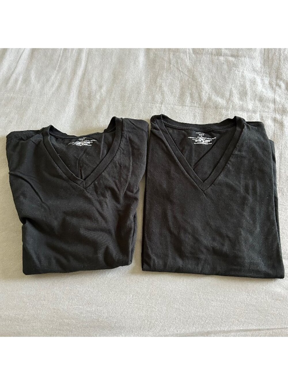 Calvin Klein Men's Classic Fit V-Neck T-Shirts - Set of 2 - Black - Medium